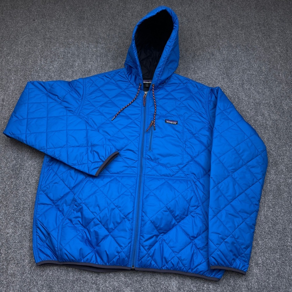Patagonia Diamond Quilted Bomber Hoody Men's XXL Endless Blue Full Zip 27610
